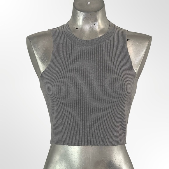 Topshop Tops - Topshop Gray Ribbed Cropped Tank in size 6